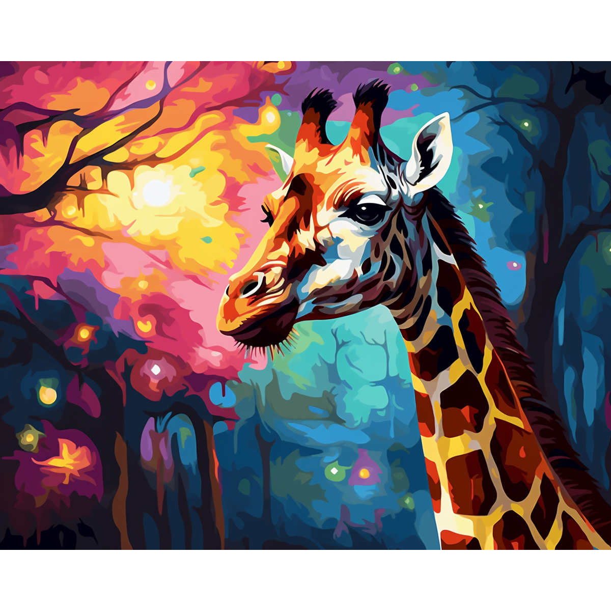 Giraffa ad altezze illuminate