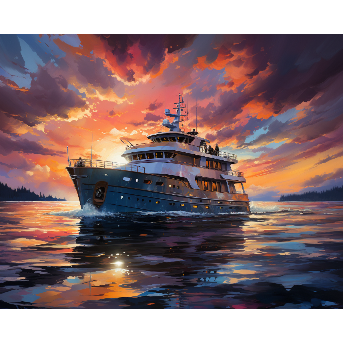 Lo yacht scintillante del tramonto